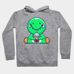 Cute Dinosaur Drink Bubble Tea Cartoon Hoodie